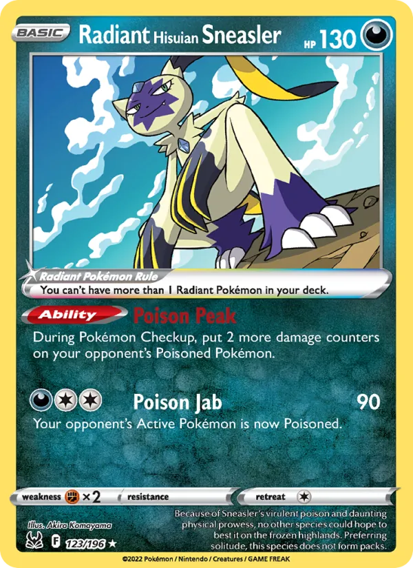 Radiant Hisuian Sneasler Holo 123/196 Lost Origin Pokémon Card