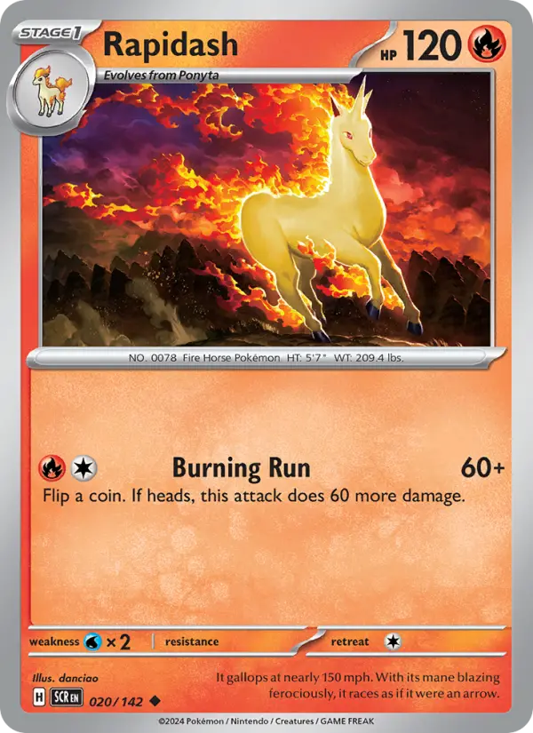 Rapidash Reverse Holo 020/142 Stellar Crown Pokémon Card