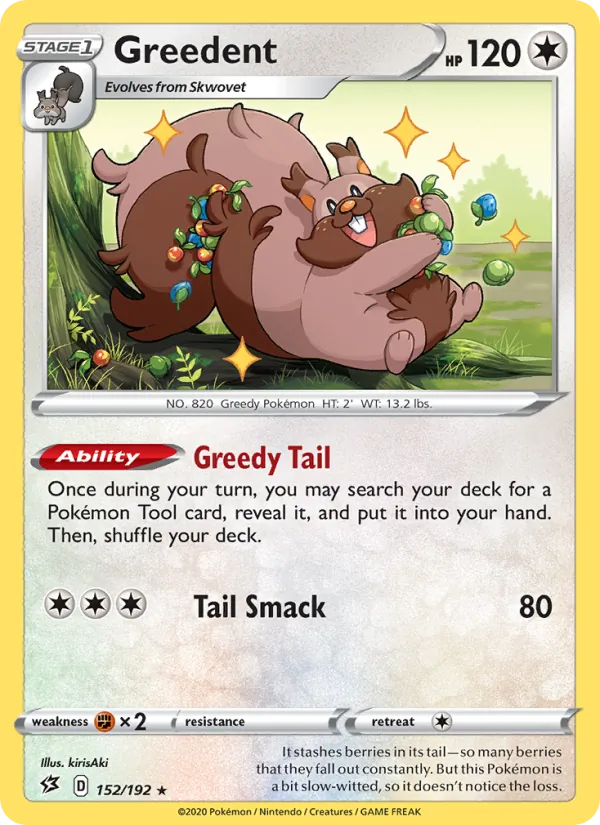 Greedent Reverse Holo 152/192 Rebel Clash Pokémon Card
