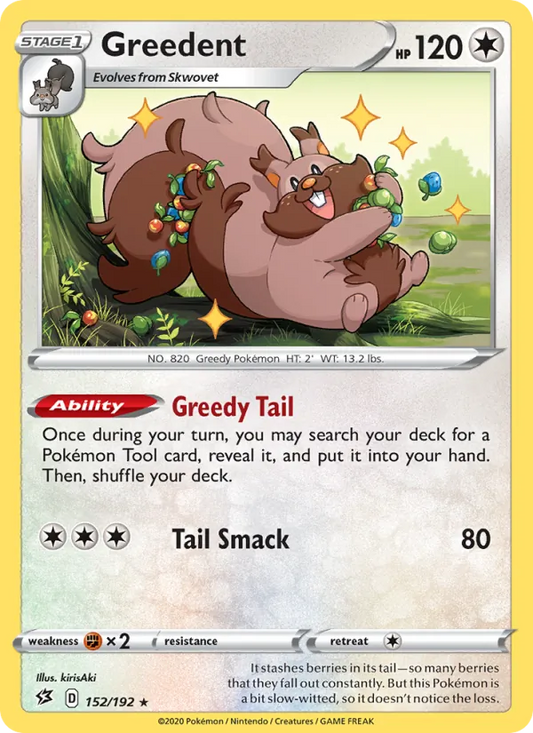 Greedent Reverse Holo 152/192 Rebel Clash Pokémon Card