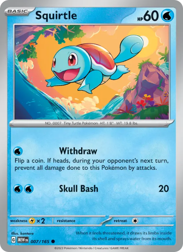 Squirtle Reverse Holo 007/165 151 Pokémon Card