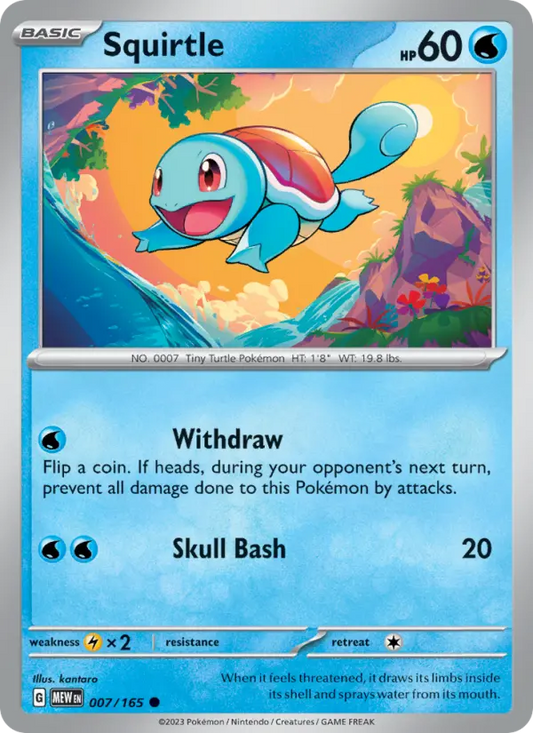 Squirtle Reverse Holo 007/165 151 Pokémon Card