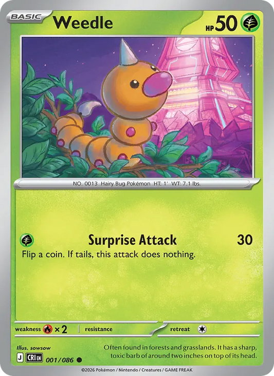 Weedle Normal 001/86 Chaos Rising Pokémon Card