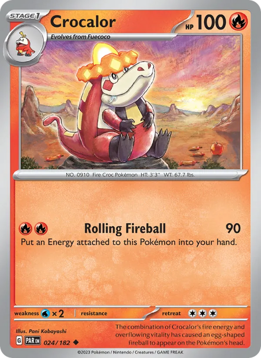 Crocalor Normal 024/182 Paradox Rift Pokémon Card