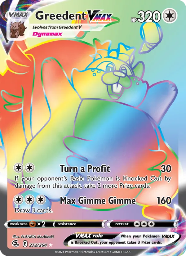 Greedent VMAX Holo 272/264 Fusion Strike Pokémon Card