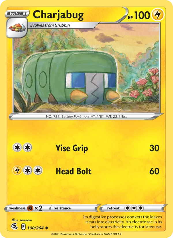 Charjabug Reverse Holo 100/264 Fusion Strike Pokémon Card