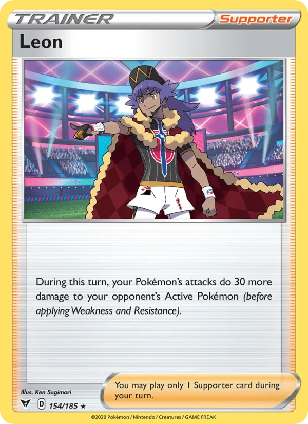 Leon Reverse Holo 154/185 Vivid Voltage Pokémon Card