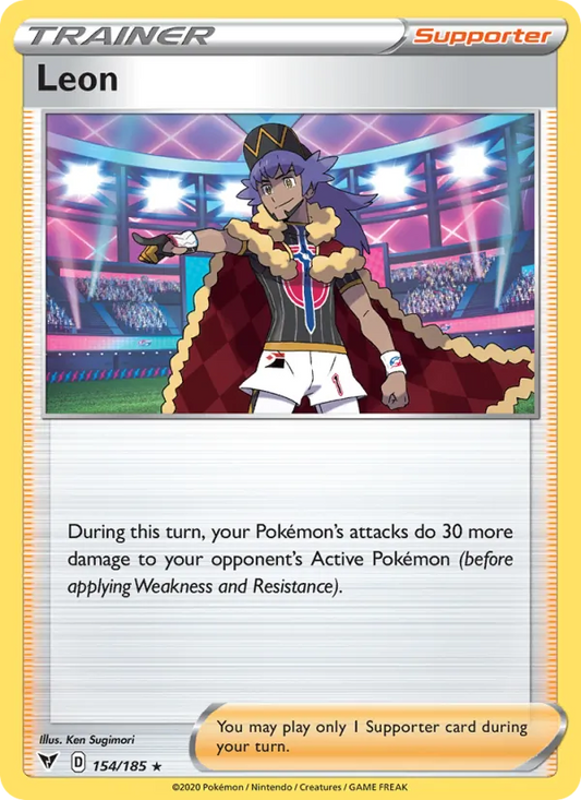 Leon Reverse Holo 154/185 Vivid Voltage Pokémon Card