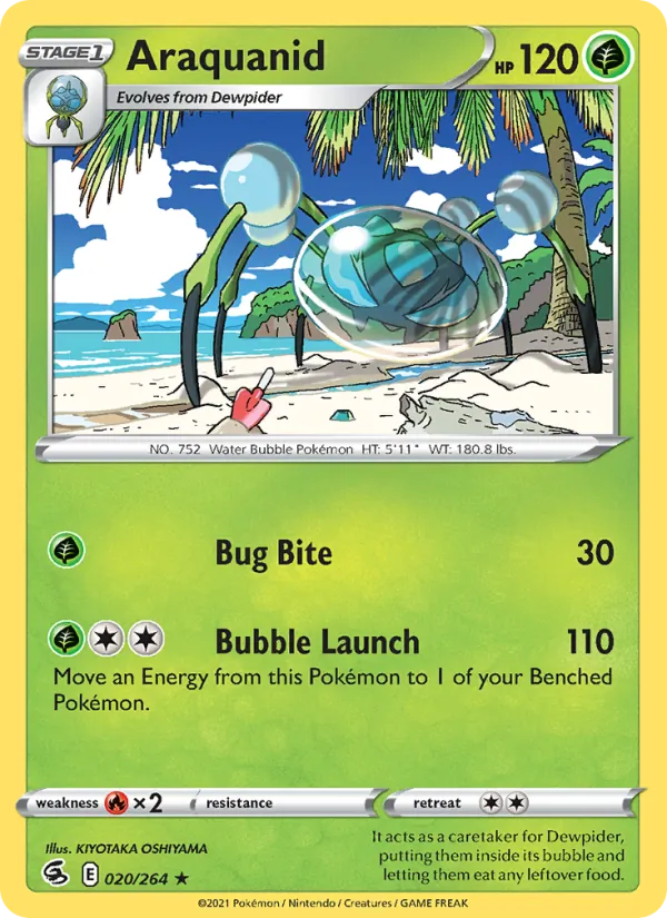 Araquanid Reverse Holo 020/264 Fusion Strike Pokémon Card