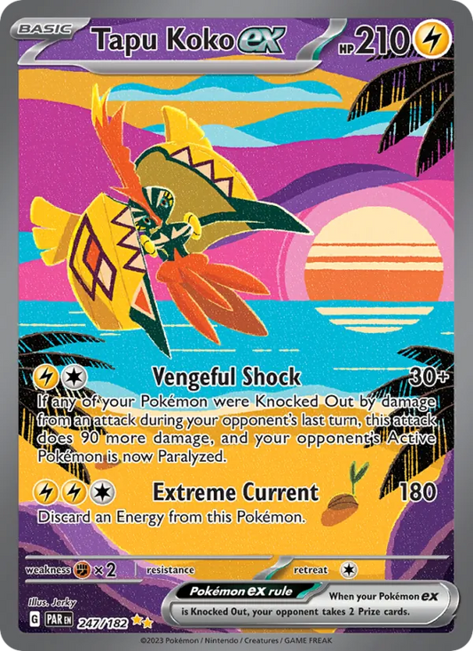 Tapu Koko ex Holo 247/182 Paradox Rift Pokémon Card