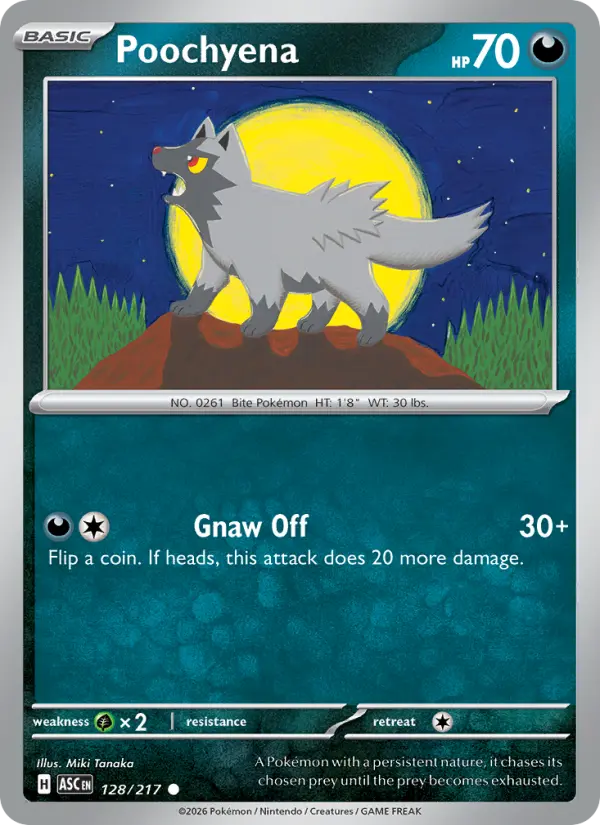Poochyena Reverse Holo 128/217 Ascended Heroes Pokémon Card