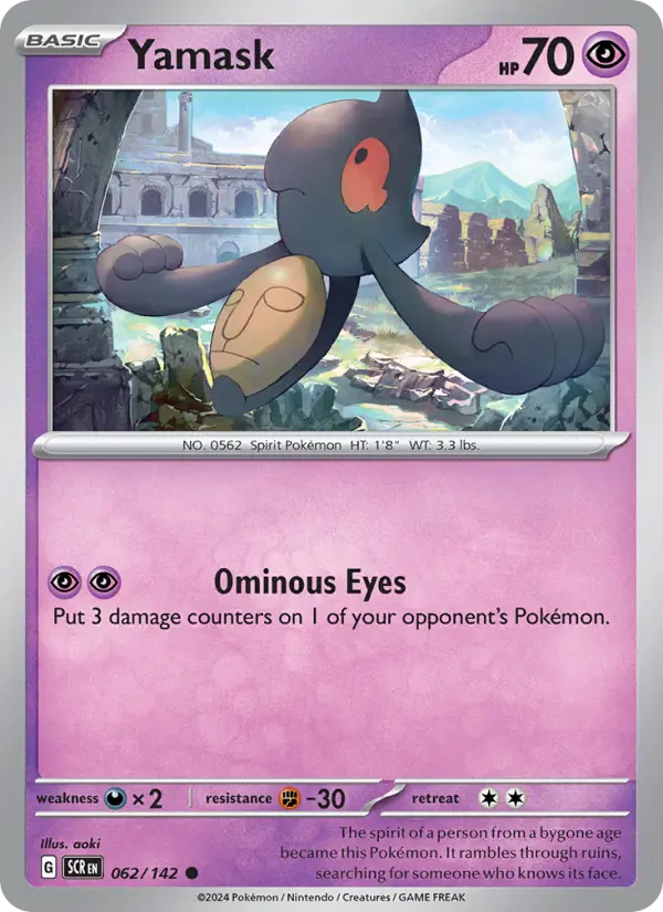 Yamask Reverse Holo 062/142 Stellar Crown Pokémon Card
