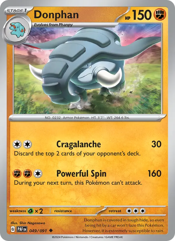 Donphan Reverse Holo 049/91 Paldean Fates Pokémon Card