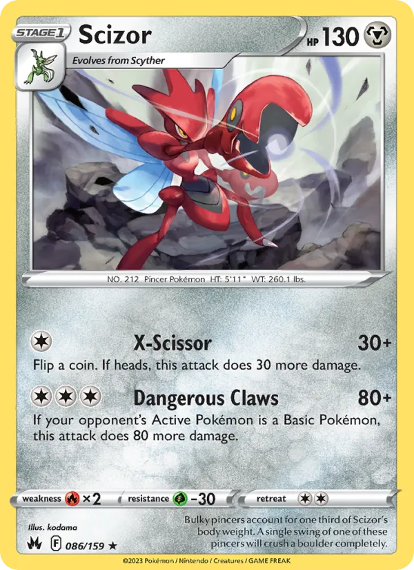 Scizor Reverse Holo 086/159 Crown Zenith Pokémon Card