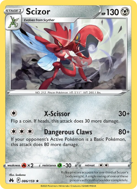 Scizor Reverse Holo 086/159 Crown Zenith Pokémon Card