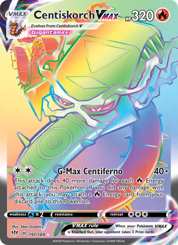 Centiskorch VMAX Holo 191/189 Darkness Ablaze Pokémon Card