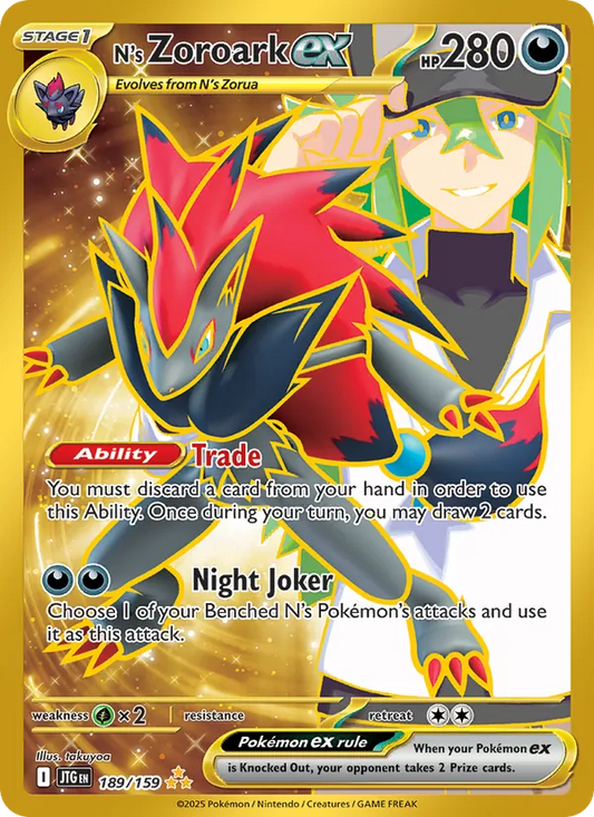 N's Zoroark ex Holo 189/159 Journey Together Pokémon Card