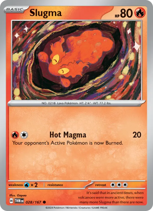 Slugma Reverse Holo 028/167 Twilight Masquerade Pokémon Card