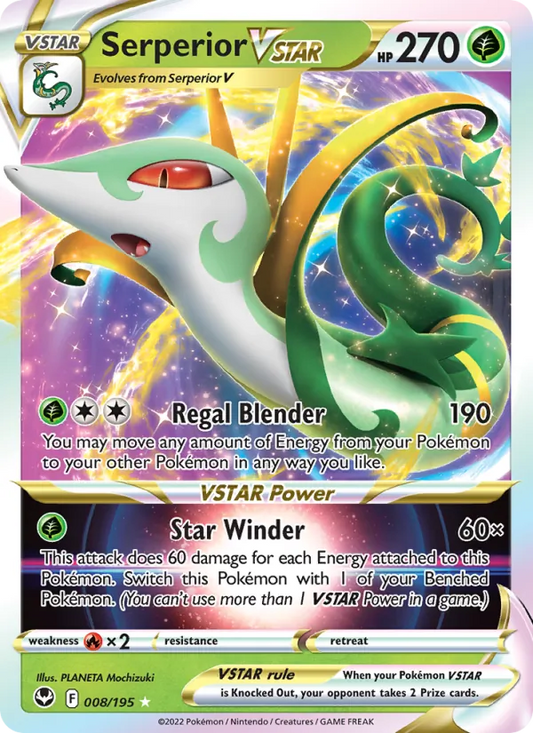 Serperior VSTAR Holo 008/195 Silver Tempest Pokémon Card