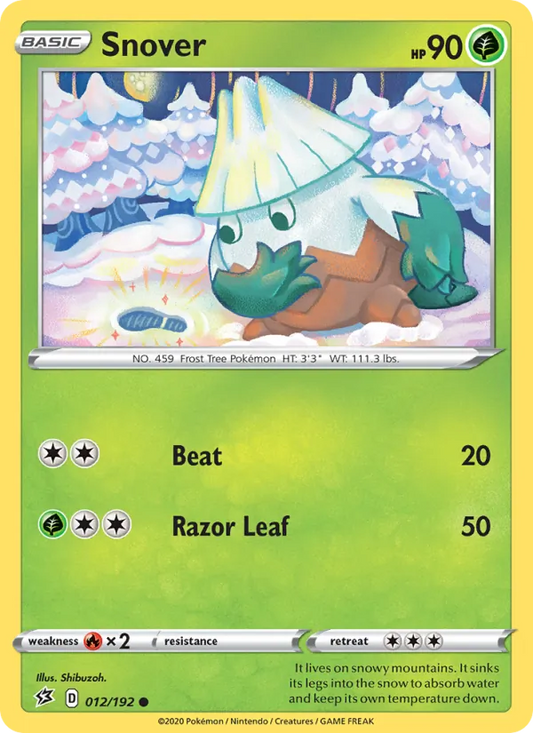 Snover Reverse Holo 012/192 Rebel Clash Pokémon Card
