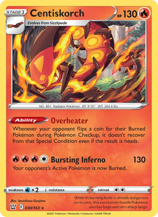 Centiskorch Reverse Holo 030/163 Battle Styles Pokémon Card