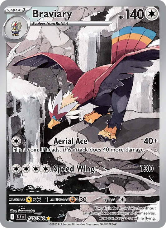 Braviary Holo 155/86 Black Bolt Pokémon Card