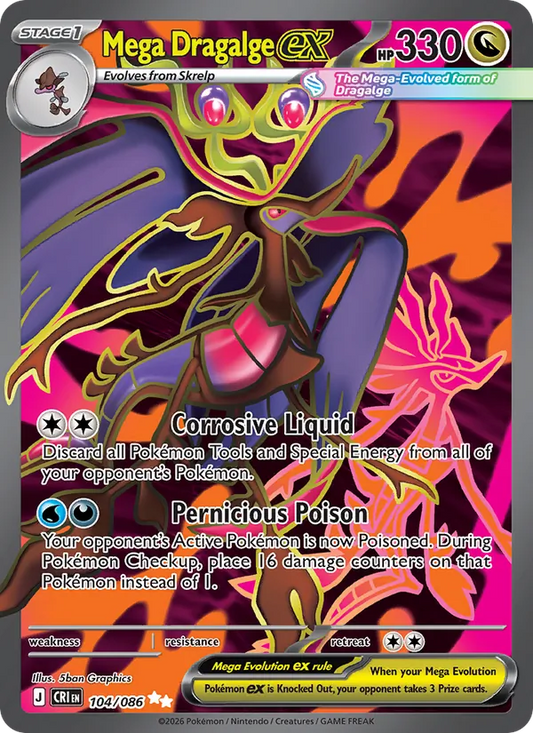 Mega Dragalge ex Holo 104/86 Chaos Rising Pokémon Card