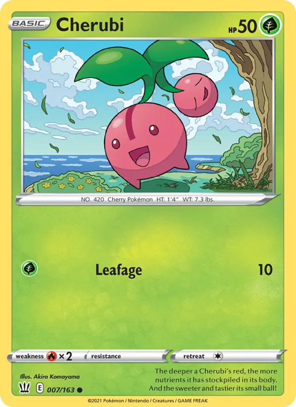 Cherubi Reverse Holo 007/163 Battle Styles Pokémon Card