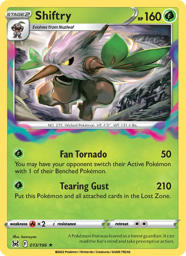 Shiftry Reverse Holo 013/196 Lost Origin Pokémon Card