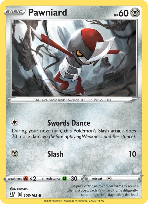 Pawniard Reverse Holo 103/163 Battle Styles Pokémon Card