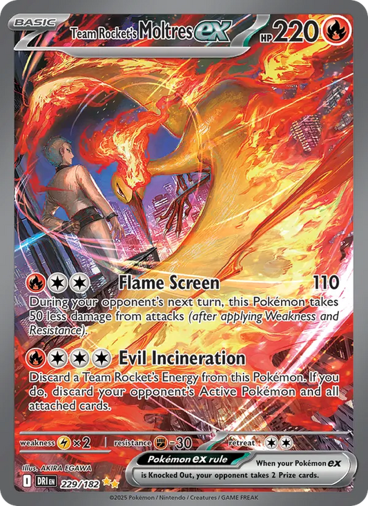 Team Rocket's Moltres ex Holo 229/182 Destined Rivals Pokémon Card