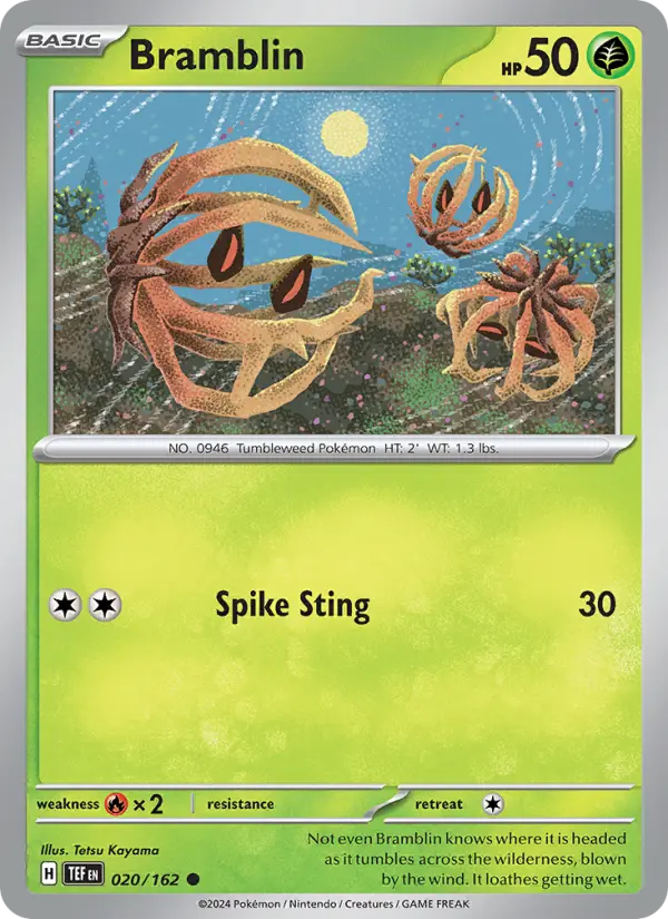 Bramblin Reverse Holo 020/162 Temporal Forces Pokémon Card