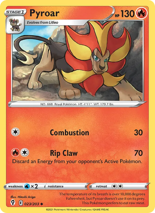 Pyroar Reverse Holo 023/203 Evolving Skies Pokémon Card