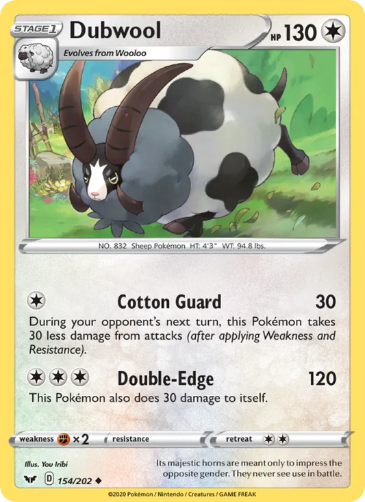 Dubwool Reverse Holo 154/202 Sword & Shield Pokémon Card