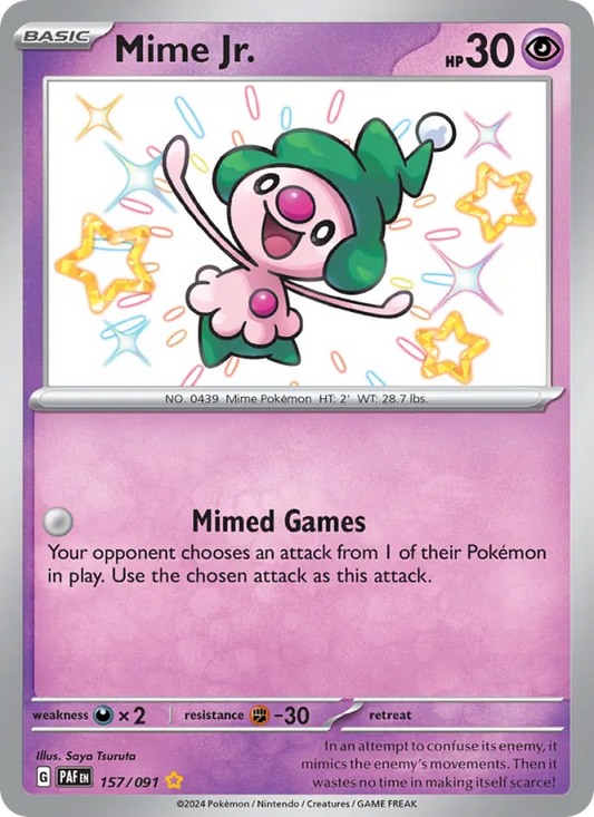 Mime Jr. Holo 157/91 Paldean Fates Pokémon Card