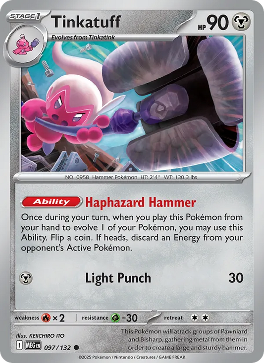 Tinkatuff Normal 097/132 Mega Evolution Pokémon Card
