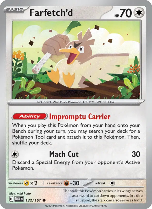 Farfetch'd Reverse Holo 132/167 Twilight Masquerade Pokémon Card