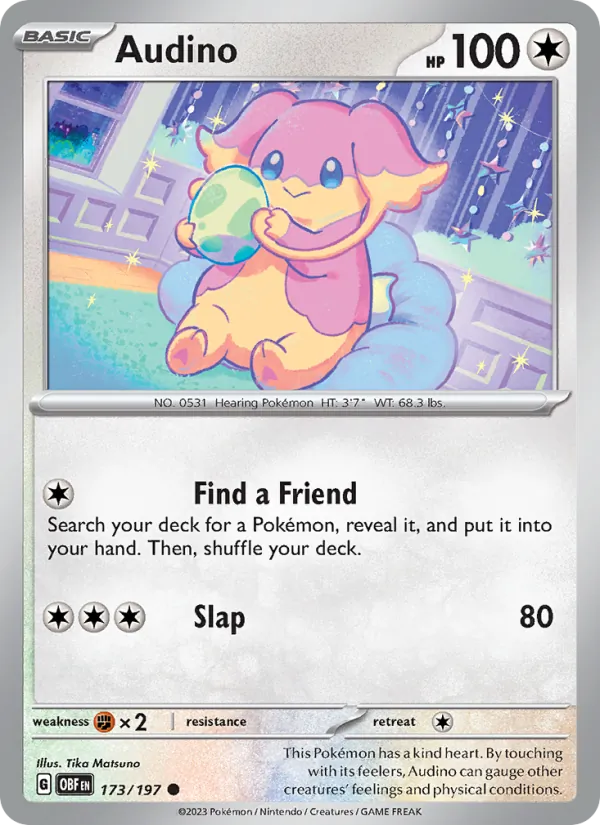 Audino Normal 173/197 Obsidian Flames Pokémon Card