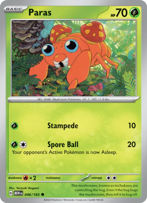 Paras Reverse Holo 046/165 151 Pokémon Card
