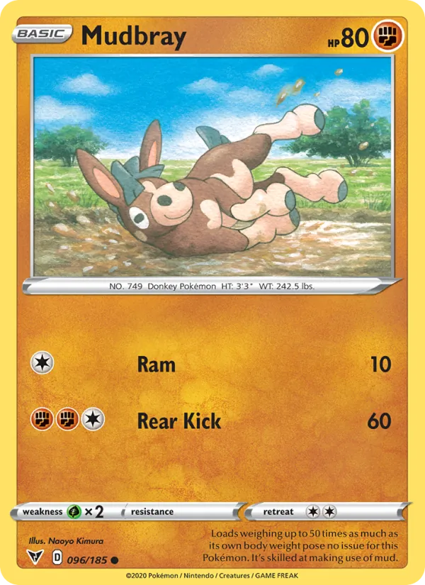 Mudbray Reverse Holo 096/185 Vivid Voltage Pokémon Card