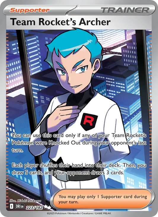 Team Rocket's Archer Holo 223/182 Destined Rivals Pokémon Card