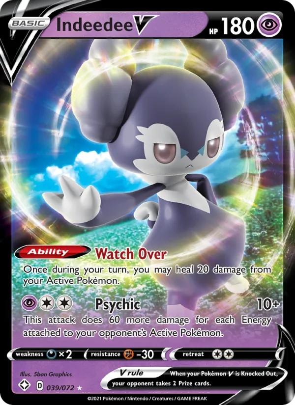 Indeedee V Holo 039/72 Shining Fates Pokémon Card
