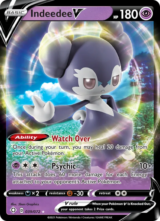Indeedee V Holo 039/72 Shining Fates Pokémon Card
