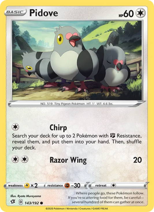 Pidove Reverse Holo 143/192 Rebel Clash Pokémon Card
