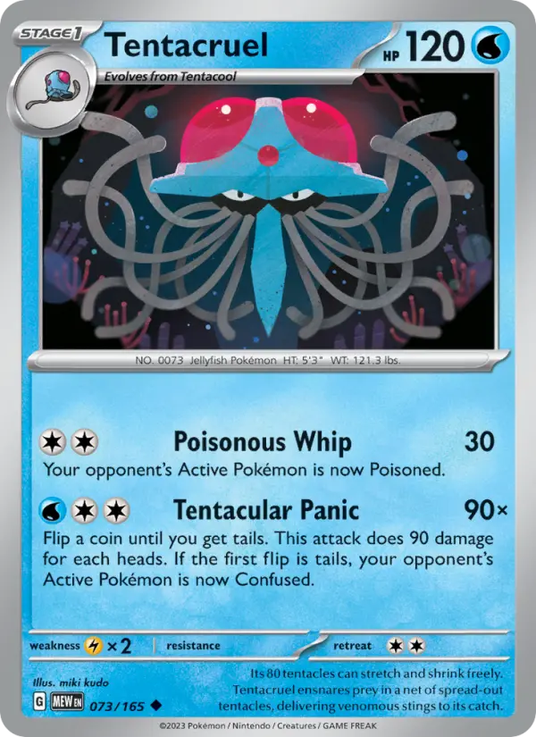 Tentacruel Reverse Holo 073/165 151 Pokémon Card