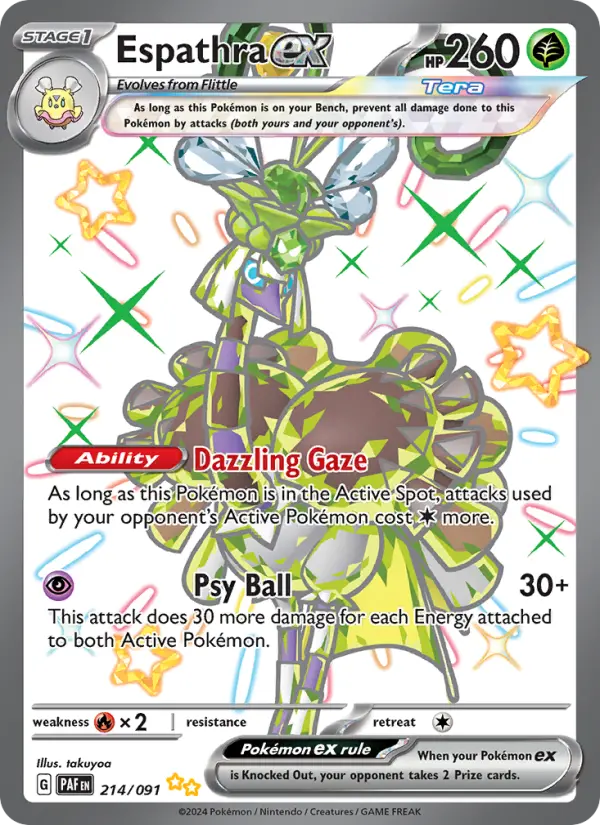 Espathra ex Holo 214/91 Paldean Fates Pokémon Card