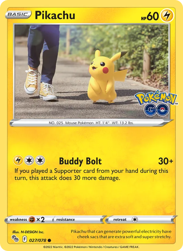 Pikachu Reverse Holo 027/78 Pokémon GO Pokémon Card