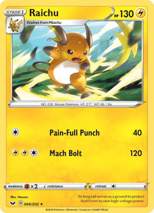 Raichu Normal 066/202 Sword & Shield Pokémon Card