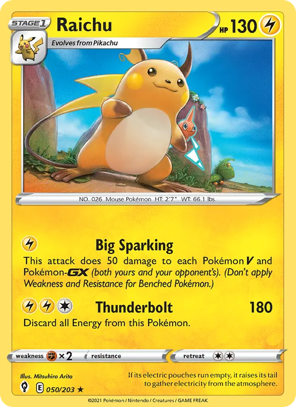 Raichu Reverse Holo 050/203 Evolving Skies Pokémon Card
