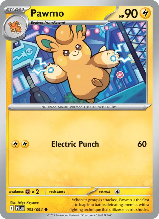 Pawmo Reverse Holo 033/94 Phantasmal Flames Pokémon Card